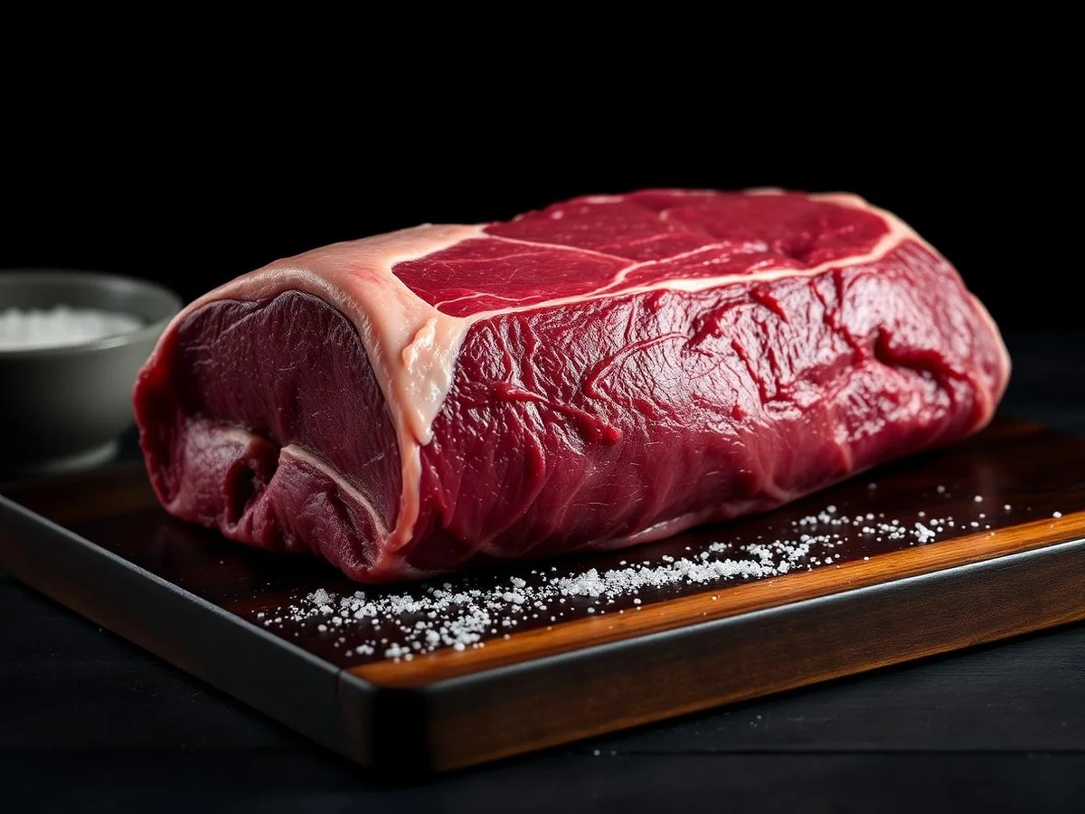 Whole Wagyu picanha with the fat cap scored